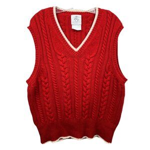 BB5 XL Black Fleece Scotland Cashmere Vest Red Cable Knit  Brooks Thom Browne